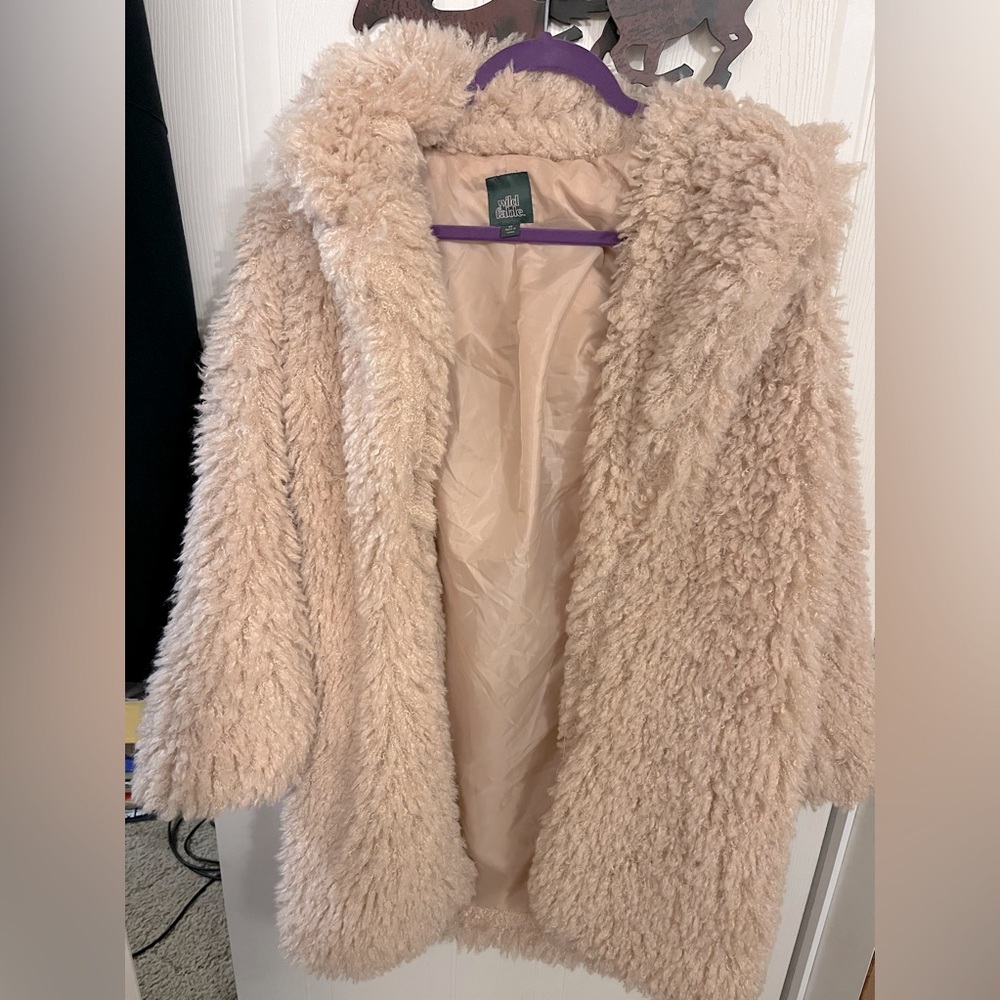 Wild fable faux fur light pink shell; extra small; 100% polyester
